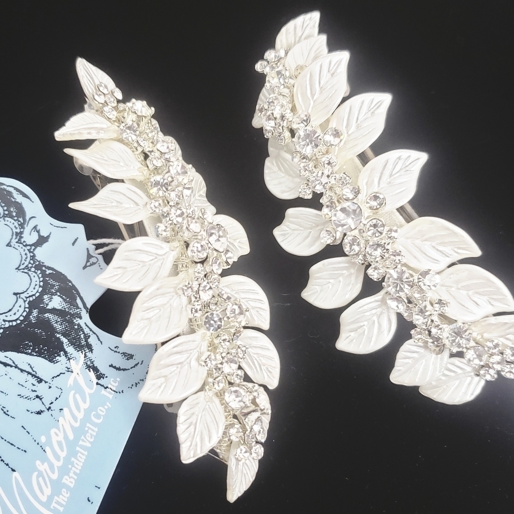 NEW! MARIONAT 2 pc. Crystal Bridal Barrettes.